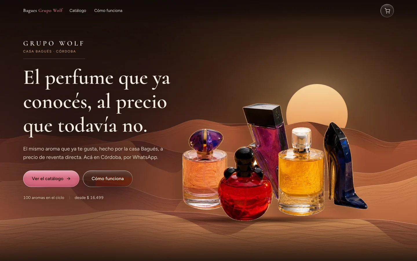 Captura desktop de la tienda Bagués Grupo Wolf