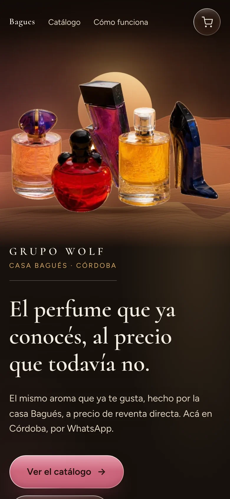 Captura mobile de la tienda Bagués Grupo Wolf